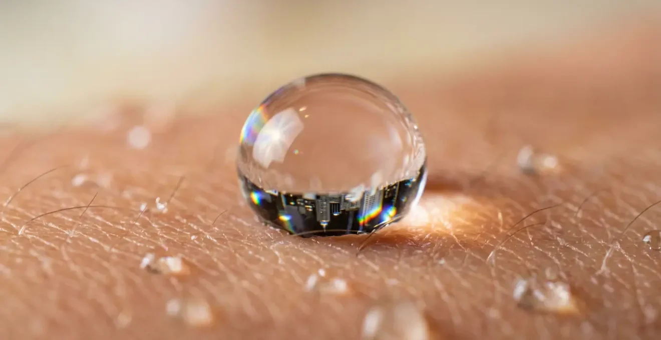 Persona caminando serena en ciudad mientras una burbuja de luz la protege del caos urbano
