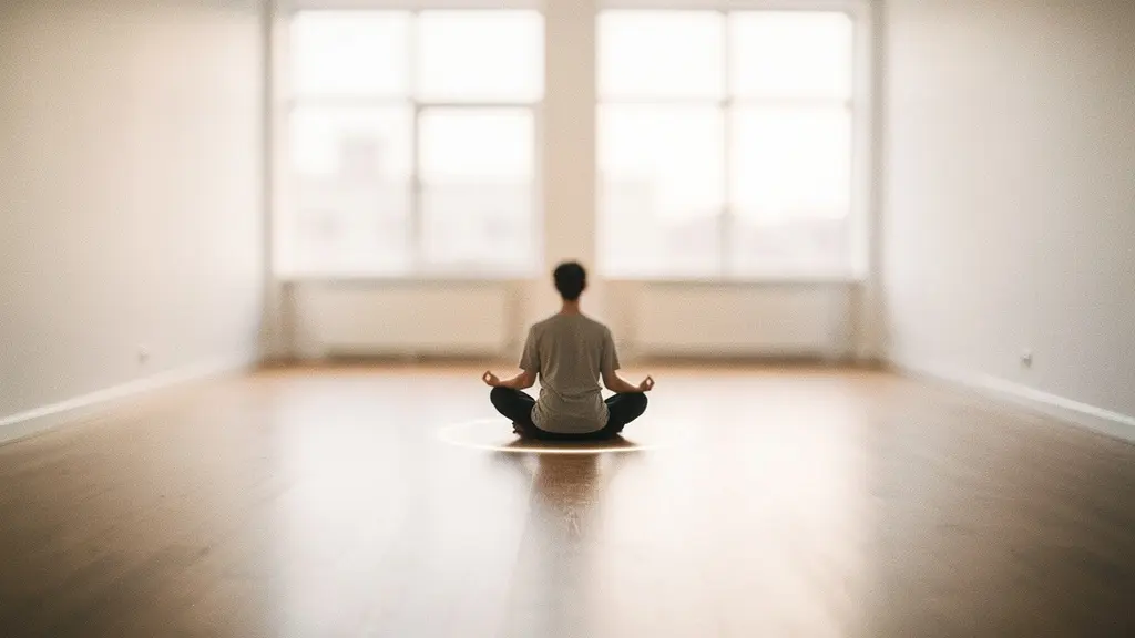 Persona meditando rodeada de un campo energético protector dorado
