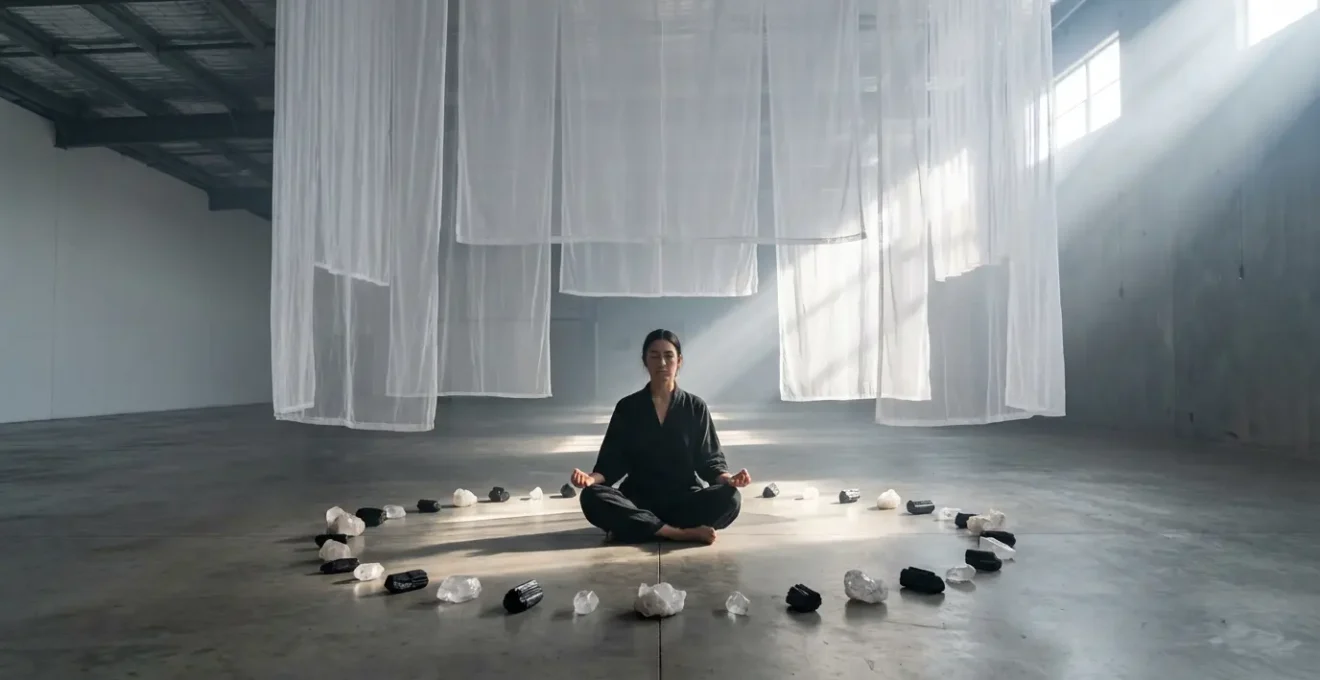 Visualización de un escudo de energía protectora alrededor de una persona en meditación