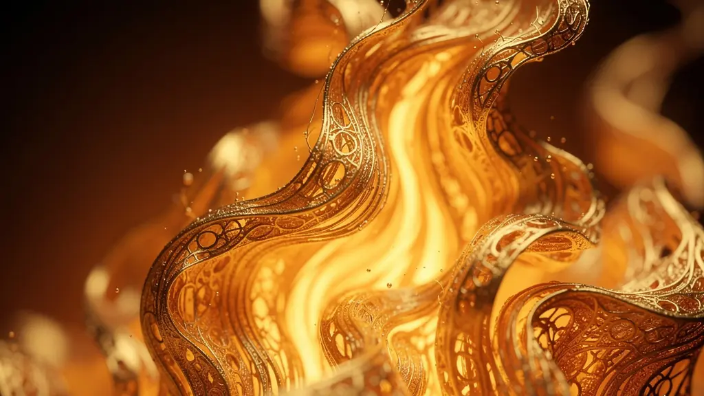 Llama dorada brillante en forma de loto emanando desde el centro del abdomen