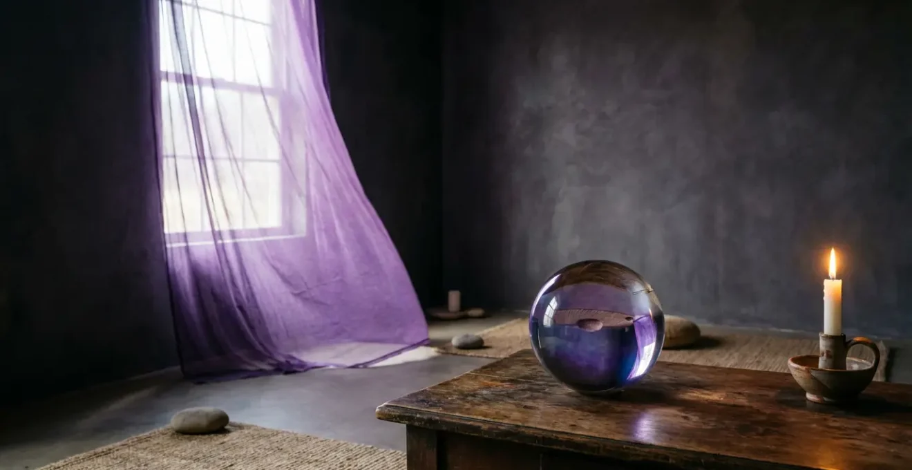 Configuración de iluminación difusa con vela y tela para sesión de scrying