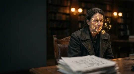 Persona contemplando números flotantes que revelan su camino vocacional oculto