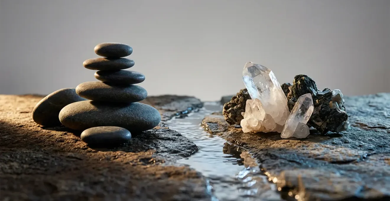 Composición simbólica de elementos opuestos en armonía