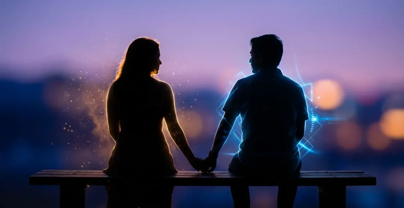 Pareja en equilibrio energético representando la compatibilidad de números maestros