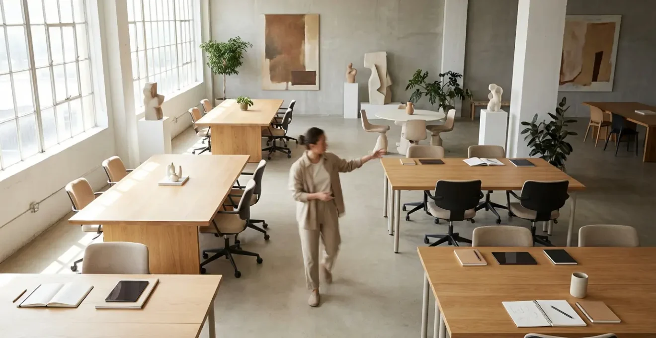 Persona creativa trabajando en múltiples proyectos con libertad