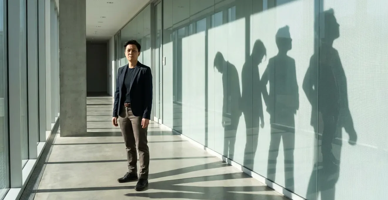 Persona en transición con sombras múltiples mostrando evolución