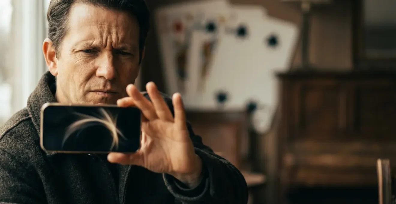 Persona atenta con teléfono en la mano evaluando señales de alerta durante consulta telefónica