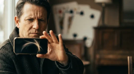 Persona atenta con teléfono en la mano evaluando señales de alerta durante consulta telefónica